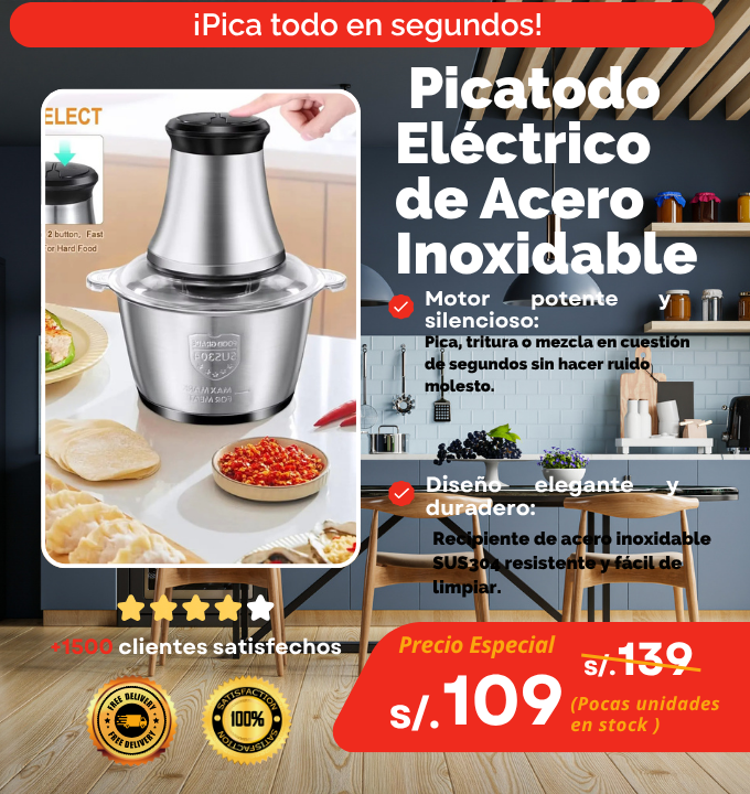 Tu Aliado en la Cocina – Picatodo Eléctrico Rápido y Seguro